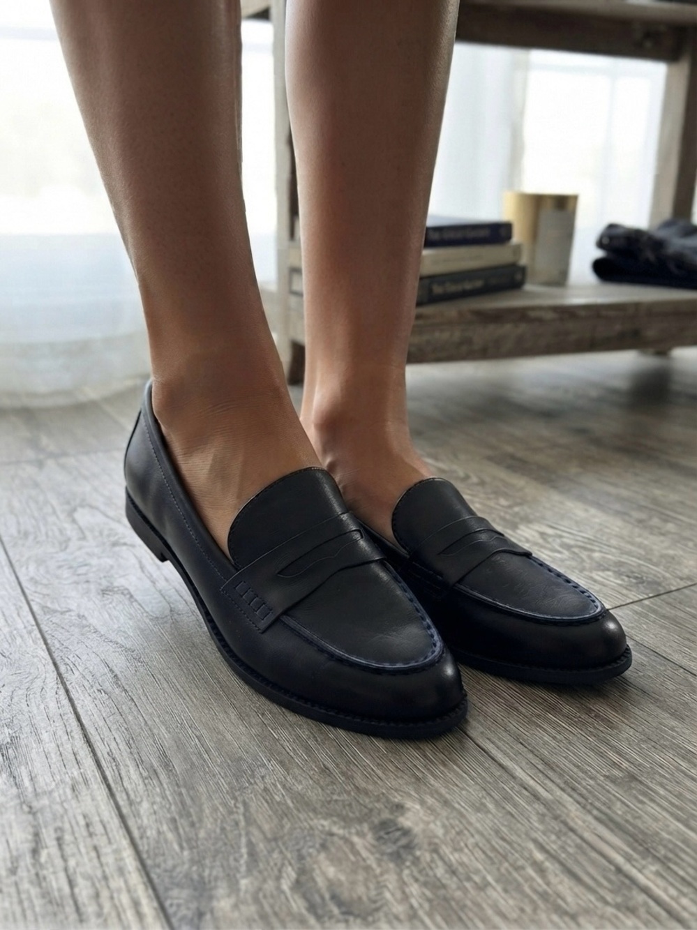 a.n.a Ana Luella Black Leather Penny Loafers - Picture 2 of 8